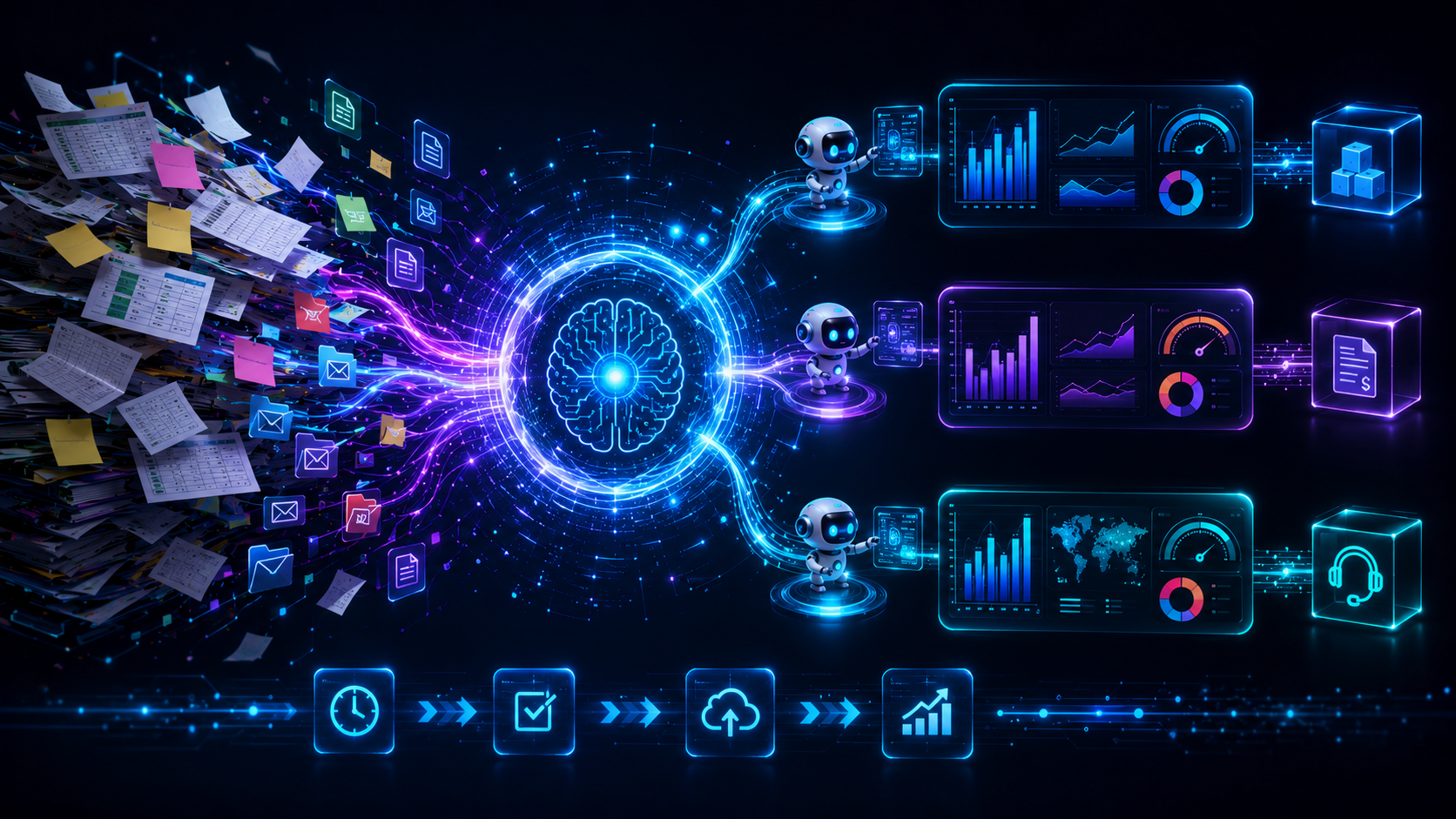 AI and machine learning neural network visualization with data nodes